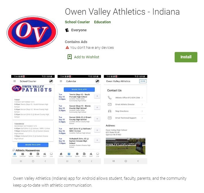 Owen Valley Athletics App