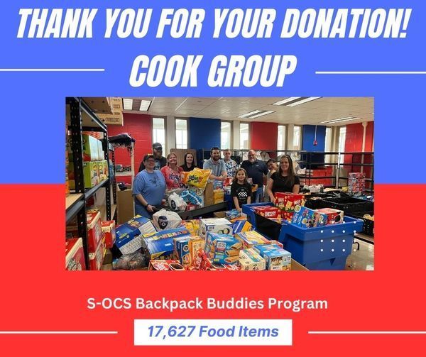 Cook Donates 17,000 Food Items to Backpack Buddies