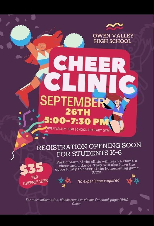 OVHS Cheer Clinic for K-6 
