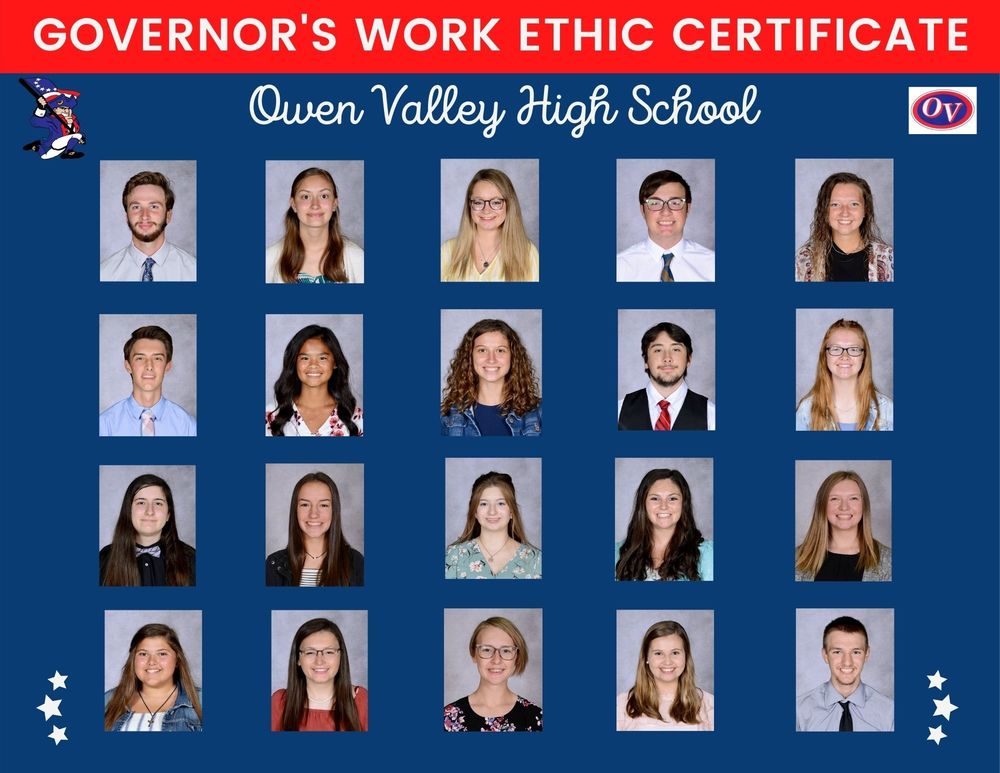 Governor's Work Ethic Certificate Recipients