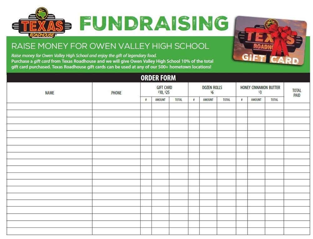 Texas Roadhouse Fundraiser OVHS Freshmen Owen Valley High School