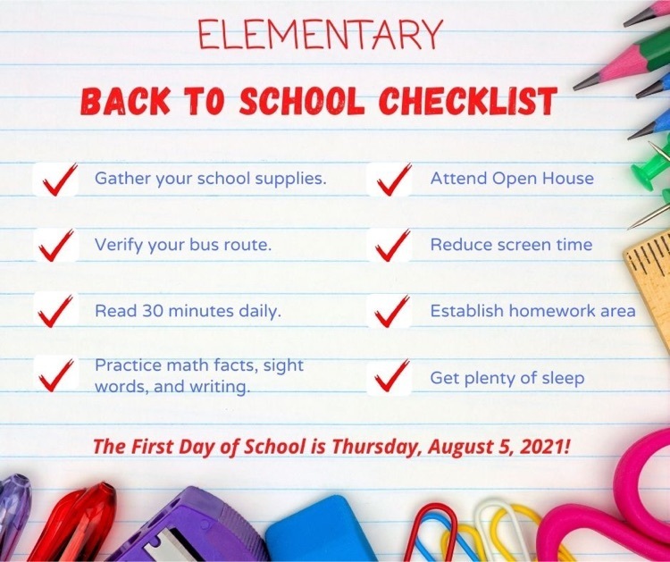 Elementary Back to School Checklist