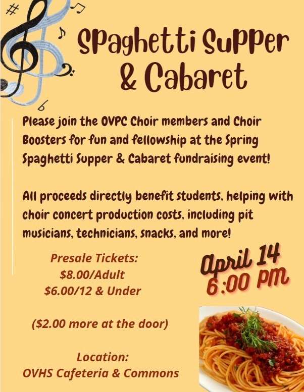 OVPC to Host Spaghetti Supper & Cabaret Show