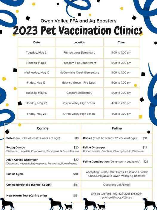 FFA Pet Clinic Dates